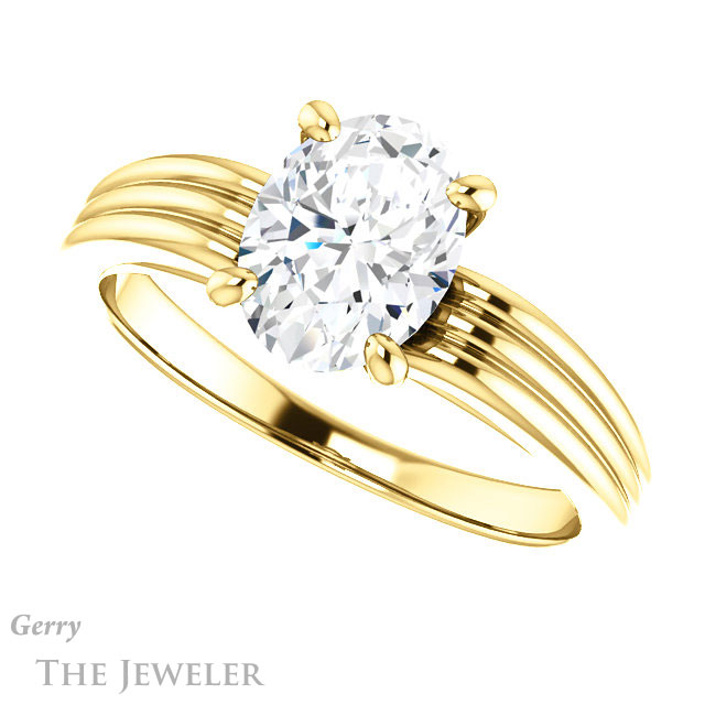 Oval Shaped Forever One Moissanite Engagement Ring #GTJ1207-oval-fo-y