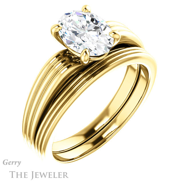 Oval Shaped Forever One Moissanite Engagement Ring #GTJ1207-oval-fo-y