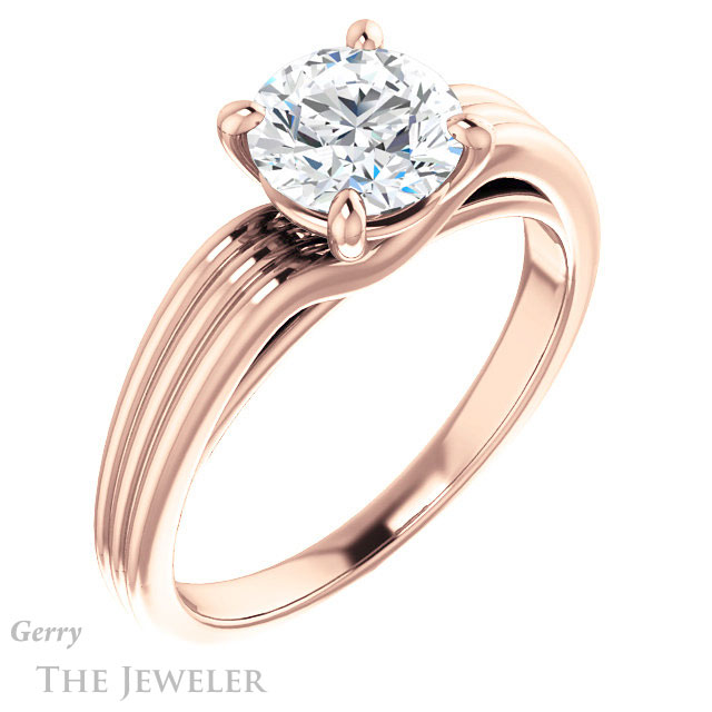 Round Cut Forever One Moissanite Engagement Ring #GTJ1207-round-fo-r
