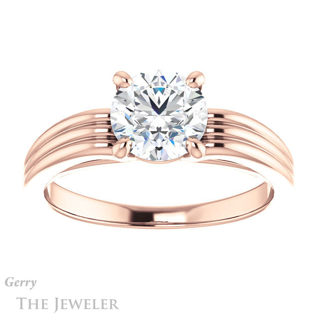 Round Cut Forever One Moissanite Engagement Ring #GTJ1207-round-fo-r