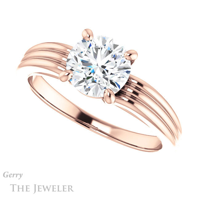 Round Cut Forever One Moissanite Engagement Ring #GTJ1207-round-fo-r