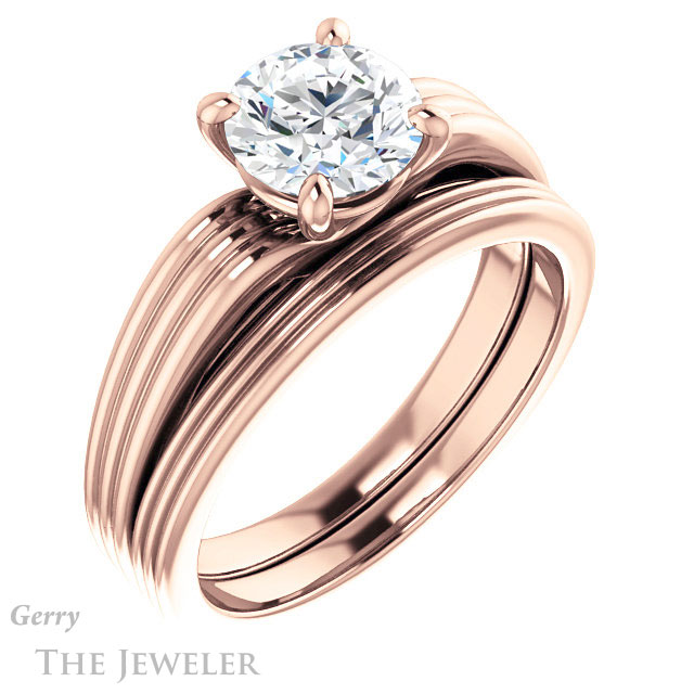 Round Cut Forever One Moissanite Engagement Ring #GTJ1207-round-fo-r