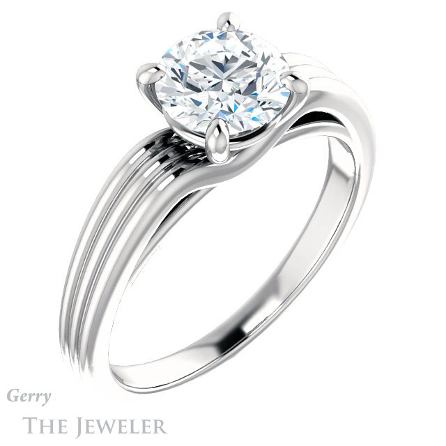 Round Cut Forever One Moissanite Engagement Ring #GTJ1207-round-fo-w 4 Round Cut Forever One Moissanite Engagement Ring #GTJ1207-round-fo-w