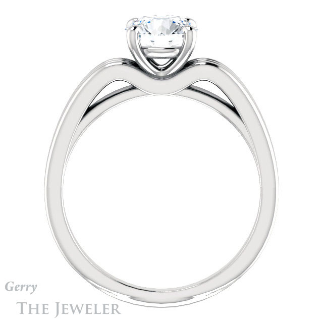 Round Cut Forever One Moissanite Engagement Ring #GTJ1207-round-fo-w