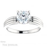 Round Cut Forever One Moissanite Engagement Ring #GTJ1207-round-fo-w 1 Round Cut Forever One Moissanite Engagement Ring #GTJ1207-round-fo-w