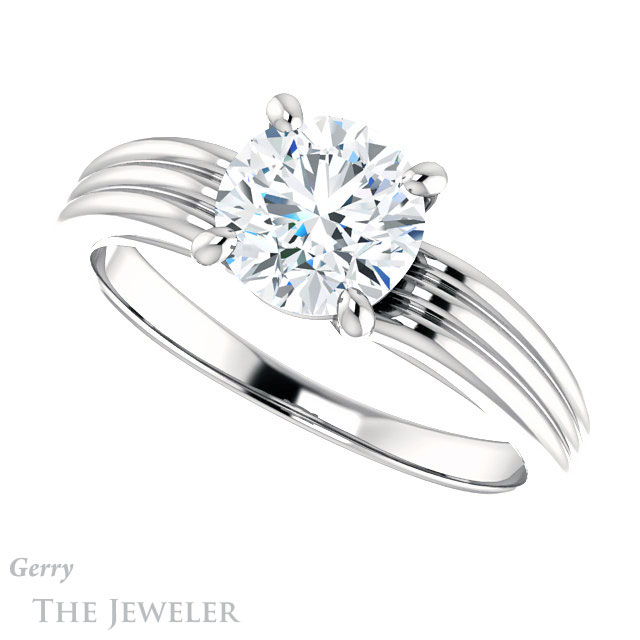 Round Cut Forever One Moissanite Engagement Ring #GTJ1207-round-fo-w 5 Round Cut Forever One Moissanite Engagement Ring #GTJ1207-round-fo-w