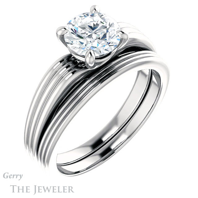 Round Cut Forever One Moissanite Engagement Ring #GTJ1207-round-fo-w 6 Round Cut Forever One Moissanite Engagement Ring #GTJ1207-round-fo-w