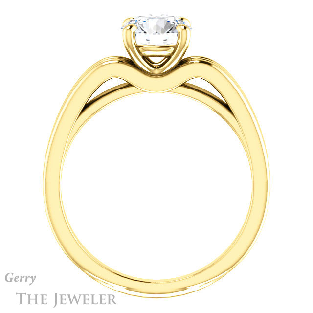 Round Cut Forever One Moissanite Engagement Ring #GTJ1207-round-fo-y