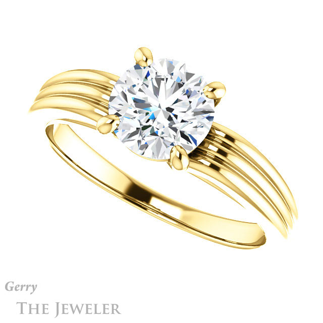 Round Cut Forever One Moissanite Engagement Ring #GTJ1207-round-fo-y 5 Round Cut Forever One Moissanite Engagement Ring #GTJ1207-round-fo-y
