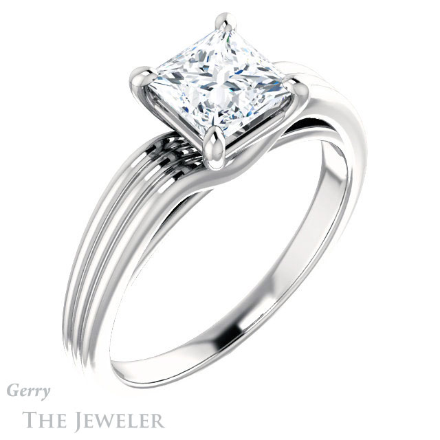 Princess Cut Forever One Moissanite Engagement Ring #GTJ1207-square-fo-w