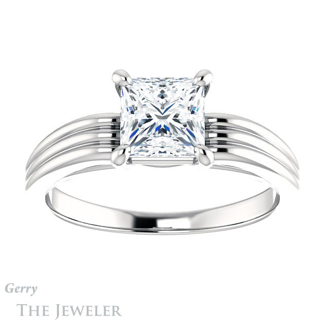 Princess Cut Forever One Moissanite Engagement Ring #GTJ1207-square-fo-w