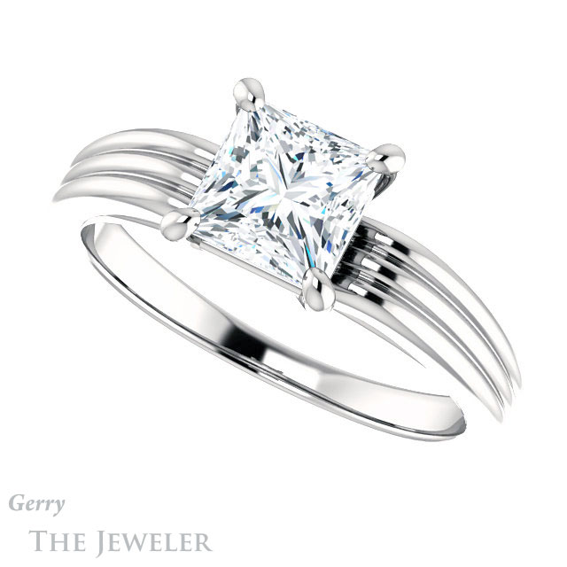 Princess Cut Forever One Moissanite Engagement Ring #GTJ1207-square-fo-w