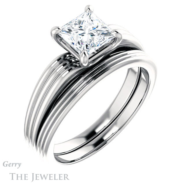 Princess Cut Forever One Moissanite Engagement Ring #GTJ1207-square-fo-w