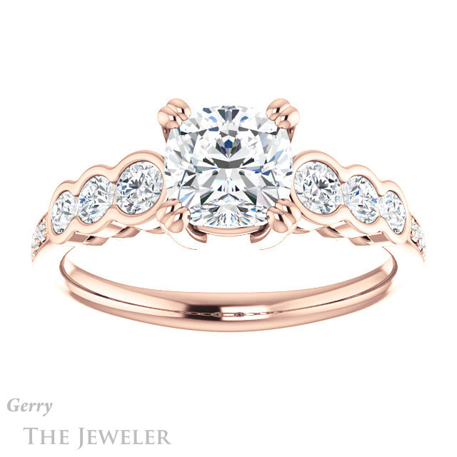 Cushion Cut Forever One Moissanite Engagement Ring #GTJ1208-cushion-fo-r
