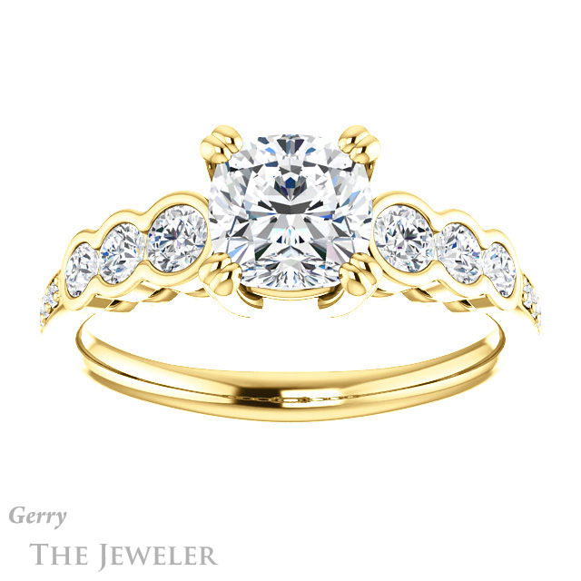 Cushion Cut Forever One Moissanite Engagement Ring #GTJ1208-cushion-fo-y
