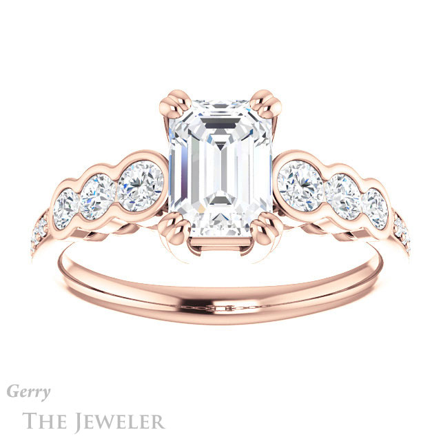 Emerald Cut Forever Brilliant Moissanite Engagement Ring #GTJ1208-emerald-fb-r