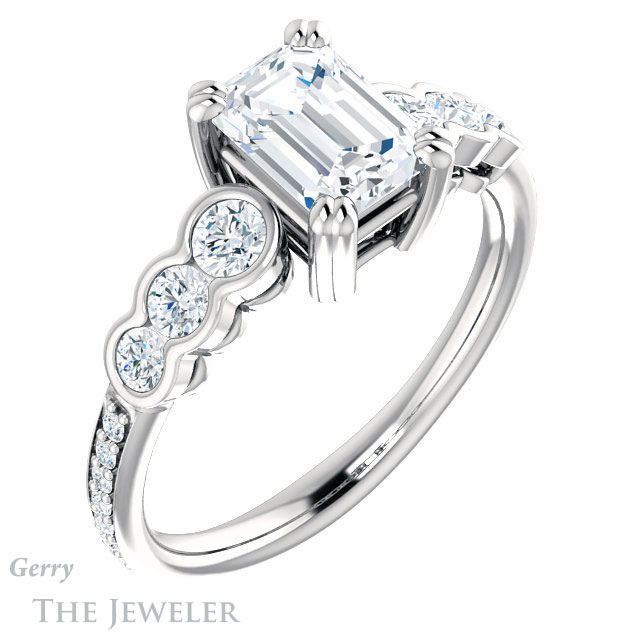 Emerald Cut Forever Brilliant Moissanite Engagement Ring #GTJ1208-emerald-fb-w