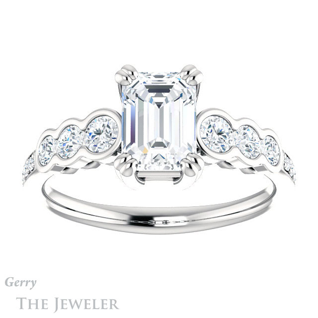 Emerald Cut Forever Brilliant Moissanite Engagement Ring #GTJ1208-emerald-fb-w