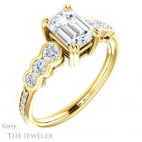 Emerald Cut Forever One Moissanite Engagement Ring #GTJ1208-emerald-fb-y 4 Emerald Cut Forever Brilliant Moissanite Engagement Ring #GTJ1208-emerald-fb-y