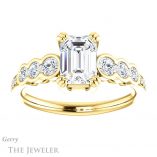 Emerald Cut Forever One Moissanite Engagement Ring #GTJ1208-emerald-fb-y 1 Emerald Cut Forever Brilliant Moissanite Engagement Ring #GTJ1208-emerald-fb-y