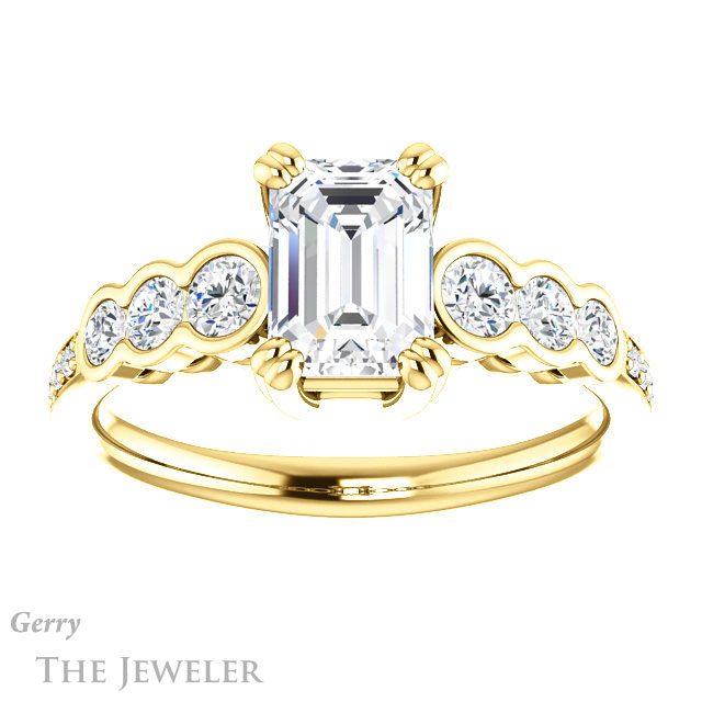 Emerald Cut Forever Brilliant Moissanite Engagement Ring #GTJ1208-emerald-fb-y