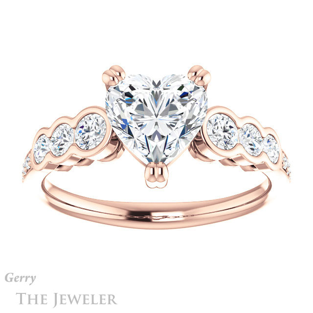 Heart Shaped Forever One Moissanite Engagement Ring #GTJ1208-heart-fb-r 1 Heart Shaped Forever Brilliant Moissanite Engagement Ring #GTJ1208-heart-fb-r