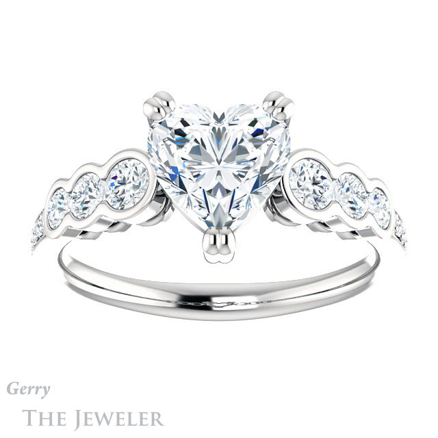 Heart Shaped Forever Brilliant Moissanite Engagement Ring #GTJ1208-heart-fb-w