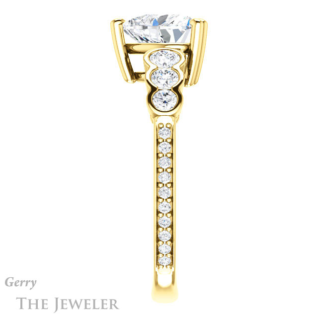 Heart Shaped Forever One Moissanite Engagement Ring #GTJ1208-heart-fb-y 3 Heart Shaped Forever Brilliant Moissanite Engagement Ring #GTJ1208-heart-fb-y