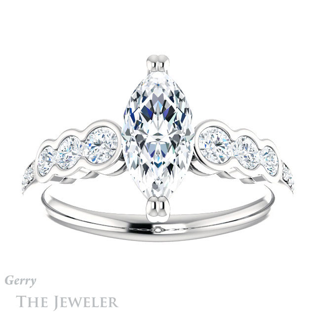 Marquise Cut Forever Brilliant Moissanite Engagement Ring #GTJ1208-marquise-fb-w
