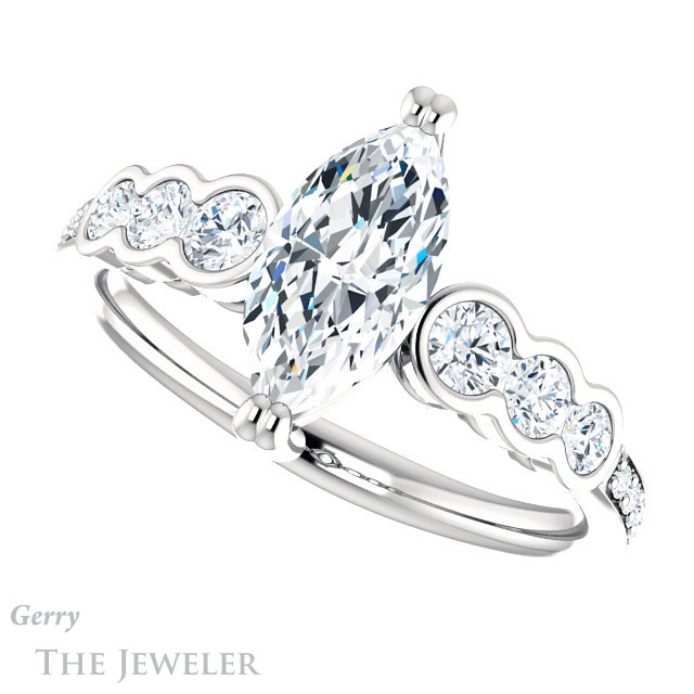 Marquise Cut Forever Brilliant Moissanite Engagement Ring #GTJ1208-marquise-fb-w
