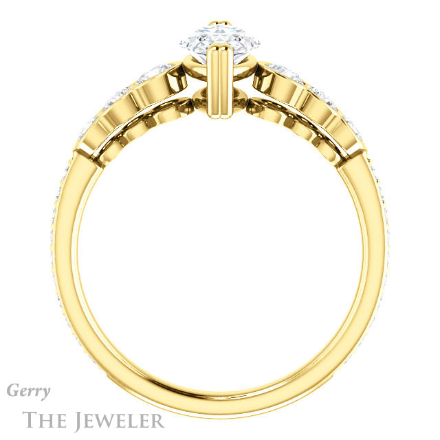 Marquise Cut Forever Brilliant Moissanite Engagement Ring #GTJ1208-marquise-fb-y