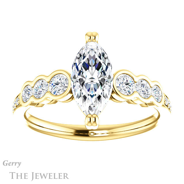Marquise Cut Forever Brilliant Moissanite Engagement Ring #GTJ1208-marquise-fb-y