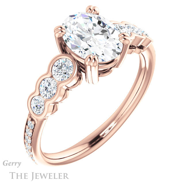 Oval Shaped Forever One Moissanite Engagement Ring #GTJ1208-oval-fo-r 4 Oval Shaped Forever One Moissanite Engagement Ring #GTJ1208-oval-fo-r