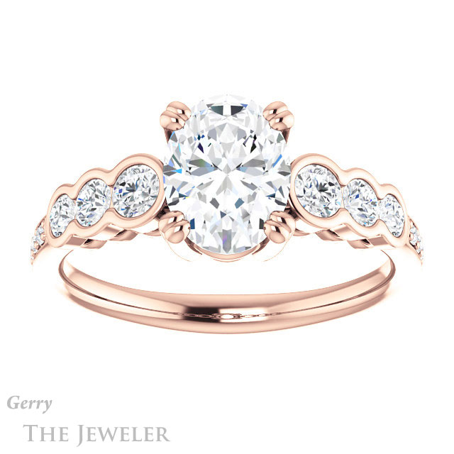 Oval Shaped Forever One Moissanite Engagement Ring #GTJ1208-oval-fo-r