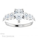 Pear Shaped Forever One Moissanite Engagement Ring #GTJ1208-pear-fb-w 1 Pear Shaped Forever Brilliant Moissanite Engagement Ring #GTJ1208-pear-fb-w