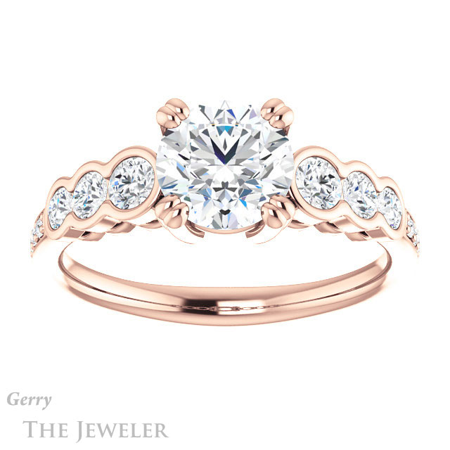 Round Cut Forever One Moissanite Engagement Ring #GTJ1208-round-fo-r