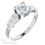 Round Cut Forever One Moissanite Engagement Ring #GTJ1208-round-fo-w