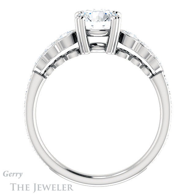 Round Cut Forever One Moissanite Engagement Ring #GTJ1208-round-fo-w