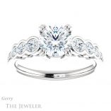Round Cut Forever One Moissanite Engagement Ring #GTJ1208-round-fo-w