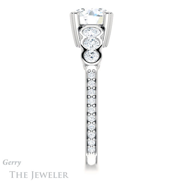 Round Cut Forever One Moissanite Engagement Ring #GTJ1208-round-fo-w