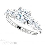 Round Cut Forever One Moissanite Engagement Ring #GTJ1208-round-fo-w