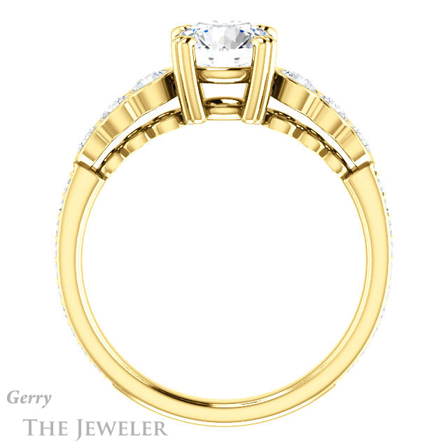 Round Cut Forever One Moissanite Engagement Ring #GTJ1208-round-fo-y