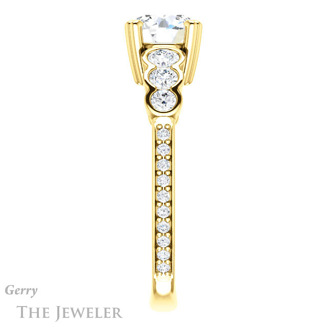 Round Cut Forever One Moissanite Engagement Ring #GTJ1208-round-fo-y