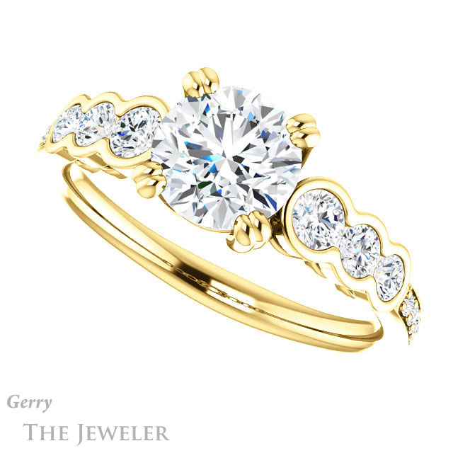 Round Cut Forever One Moissanite Engagement Ring #GTJ1208-round-fo-y