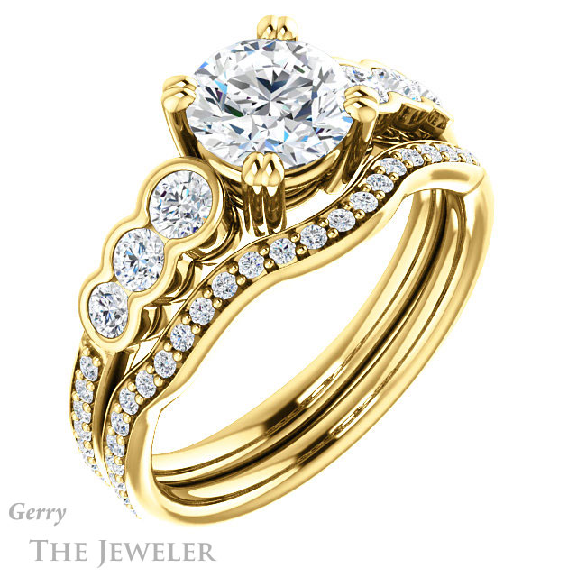 Round Cut Forever One Moissanite Engagement Ring #GTJ1208-round-fo-y