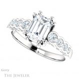 Emerald Cut Forever One Moissanite Engagement Ring #GTJ1209-emerald-fb-w 5 Emerald Cut Forever Brilliant Moissanite Engagement Ring #GTJ1209-emerald-fb-w