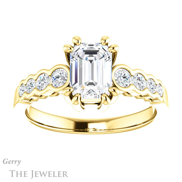 Emerald Cut Forever Brilliant Moissanite Engagement Ring #GTJ1209-emerald-fb-y