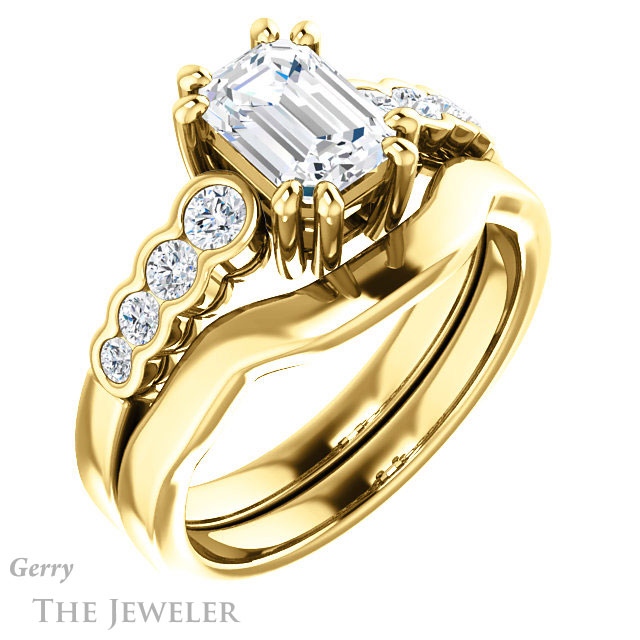 Emerald Cut Forever Brilliant Moissanite Engagement Ring #GTJ1209-emerald-fb-y