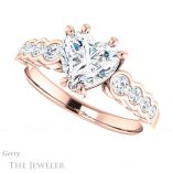 Heart Shaped Forever One Moissanite Engagement Ring #GTJ1209-heart-fb-r 5 Heart Shaped Forever Brilliant Moissanite Engagement Ring #GTJ1209-heart-fb-r