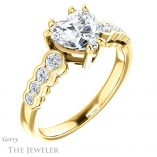 Heart Shaped Forever One Moissanite Engagement Ring #GTJ1209-heart-fb-y 4 Heart Shaped Forever Brilliant Moissanite Engagement Ring #GTJ1209-heart-fb-y